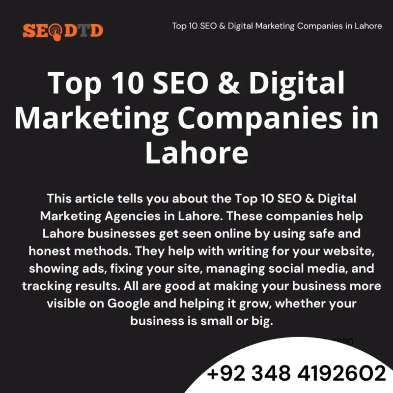 Top 10 SEO & Digital Marketing Companies in Lahore